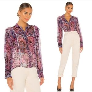 NWT LoveShackFancy Beatrix Blouse Midnight Light